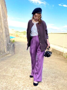 「libelle more（リベル モア）のアイテム（ノーカラージャケット）」を使った、Gini   Akiさん（レディース・153cm）の秋コーディネート