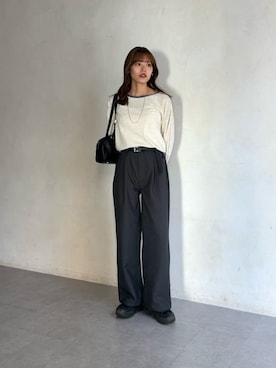 「アイテム（スラックス）」を使った、asuka さん（レディース・165cm）の夏コーディネート