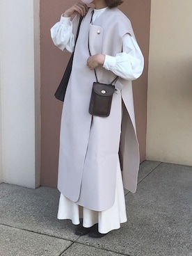 「select MOCA（セレクトモカ）のオーバーサイズロングベスト（ベスト）」を使った、asuka さん（レディース・164cm）の秋コーディネート