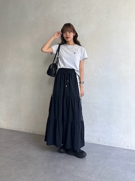 「アイテム（スカート）」を使った、asuka さん（レディース・165cm）の夏コーディネート