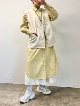 「はじめましてコーデ」｜「アイテム（シャツワンピース）」を使った、asuka さん（レディース・164cm）の春コーディネート
