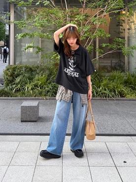 「アイテム（ボストンバッグ）」を使った、asuka さん（レディース・165cm）の夏コーディネート