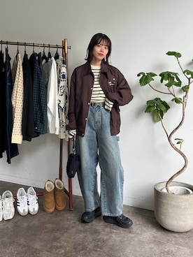 「リブニット」｜「アイテム（ブルゾン）」を使った、asuka さん（レディース・164cm）の秋コーディネート