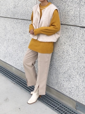 「CPCM（シーピーシーエム）のアイテム（ノーカラージャケット）」を使った、asuka さん（レディース・164cm）の秋コーディネート