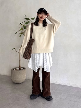 「アイテム（キャップ）」を使った、asuka さん（レディース・165cm）の冬コーディネート