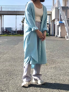 「水色」｜「アイテム（シャツワンピース）」を使った、asuka さん（レディース・164cm）の春コーディネート