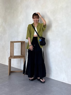 「CPCM（シーピーシーエム）のアソートレース半袖シャツ（シャツ/ブラウス）」を使った、asuka さん（レディース・165cm・20代）の夏コーディネート