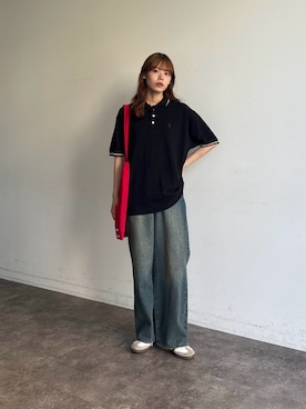 「アイテム（ポロシャツ）」を使った、asuka さん（レディース・165cm・20代）の夏コーディネート