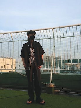 「JOHN LAWRENCE SULLIVAN」｜「アイテム（ハンチング/ベレー帽）」を使った、おっさんさん（メンズ・174cm）の夏コーディネート