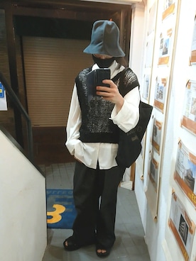 「JOHN LAWRENCE SULLIVAN（ジョンローレンスサリバン）のRIGID DENIM WIDE PANTS（デニムパンツ）」を使った、おっさんさん（メンズ・174cm）の夏コーディネート