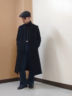 「ハンチング」｜「アイテム（ローファー）」を使った、おっさんさん（メンズ・174cm）の冬コーディネート