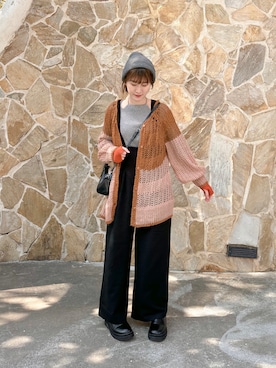 「Bab（バブ）のアイテム（サロペット/オーバーオール）」を使った、RU🌼さん（レディース・161cm）の冬コーディネート