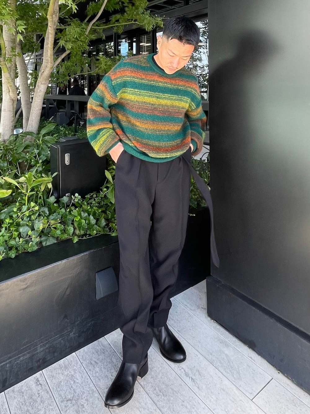 「PADRONEのBL SIDE GORE BOOTS / PU8394-1101-21A（ブーツ、ブラック系）」を使った、STUDIOUS MENSさん（メンズ・158cm）の秋コーディネートの1枚目の写真