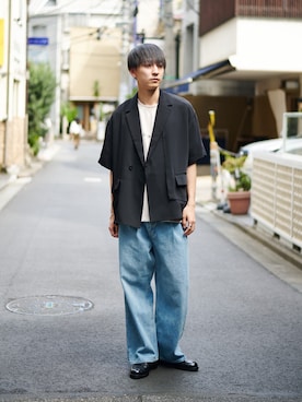 「CULLNI（クルニ）のアイテム（ジャケット/アウター）」を使った、STUDIOUS MENSさん（メンズ・178cm）の夏コーディネート