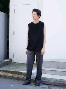 「STUDIOUS（ステュディオス）のアイテム（トップス）」を使った、STUDIOUS MENSさん（メンズ・178cm）の夏コーディネート