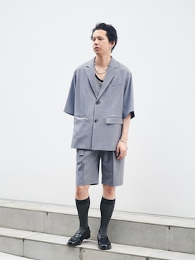 「LiNoH（リノー）のアイテム（ジャケット/アウター）」を使った、STUDIOUS MENSさん（メンズ・178cm）の夏コーディネート