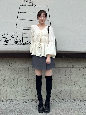 「スカートコーデ」｜「アイテム（ローファー）」を使った、nanamiさん（レディース・158cm）の秋コーディネート