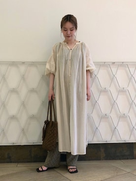 「インドコットン」｜「アイテム（ワンピース/ドレス）」を使った、natsukiさん（レディース・162cm）の夏コーディネート