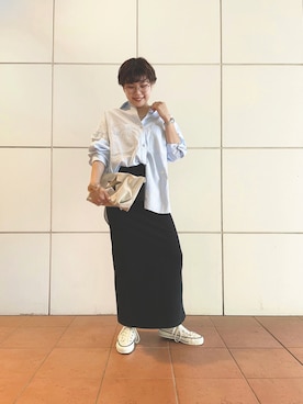 「CONVERSE（コンバース）の【CONVERSE/コンバース】キャンバスオールスターJ HI：スニーカー（スニーカー、ホワイト系）」を使った、Kiriさん（レディース・156cm）の夏コーディネート