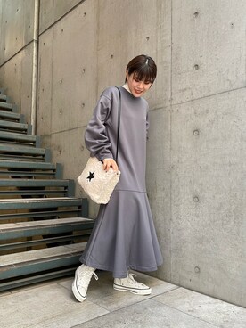 「CONVERSE TOKYO（コンバーストウキョウ）のアイテム（ワンピース/ドレス）」を使った、Kiriさん（レディース・155cm）の冬コーディネート