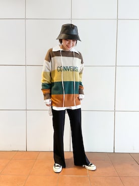 「CONVERSE TOKYO（コンバーストウキョウ）のアイテム（帽子）」を使った、Kiriさん（レディース・155cm）の秋コーディネート