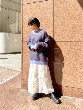 「blue」｜「アイテム（ニット/セーター）」を使った、たけださん（レディース・161cm）の秋コーディネート
