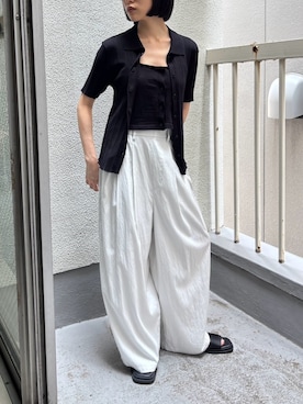 「KBF（ケイビーエフ）のフルイドWIDEイージーパンツ（その他パンツ、ブルー系）」を使った、たけださん（レディース・160cm）の夏コーディネート