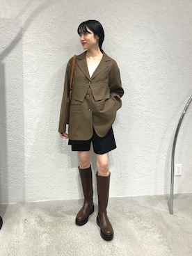 「KBF（ケイビーエフ）のシンプルショートパンツ（その他パンツ）」を使った、たけださん（レディース・160cm）の秋コーディネート