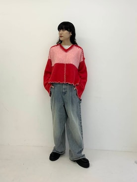 「KBF（ケイビーエフ）のカバーデザインロングブーツ（ブーツ）」を使った、たけださん（レディース・160cm）の冬コーディネート