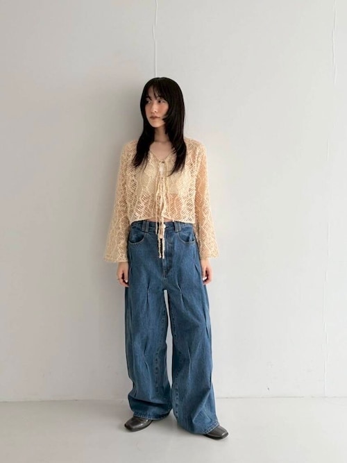 KBF カーディガン フェザーメッシュカーディガン レディース