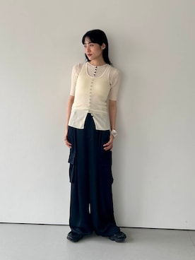 「KBF（ケイビーエフ）のアイテム（ニット/セーター）」を使った、たけださん（レディース・160cm）の夏コーディネート