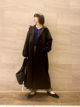 「コクーンコート」｜「アイテム（ステンカラーコート）」を使った、たけださん（レディース・160cm）の冬コーディネート