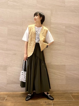 「古着女子」｜「アイテム（その他アウター）」を使った、たけださん（レディース・160cm）の夏コーディネート