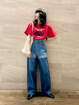 「カラーTシャツ」｜たけださん（レディース・160cm）の春コーディネート