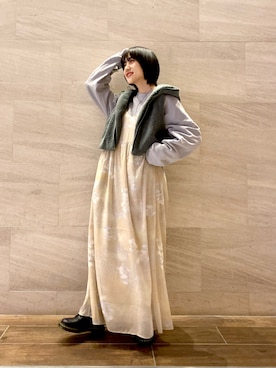 「ベスト×ワンピース」｜「アイテム（その他アウター）」を使った、たけださん（レディース・160cm）の秋コーディネート