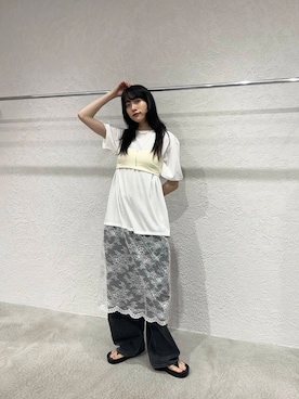「KBF（ケイビーエフ）のBIGポケットデザインデニム（デニムパンツ）」を使った、たけださん（レディース・160cm）の夏コーディネート