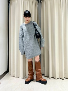 「KBF（ケイビーエフ）のカバーデザインロングブーツ（ブーツ）」を使った、たけださん（レディース・160cm）の秋コーディネート