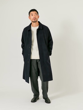 「アイテム（ステンカラーコート）」を使った、maatttssuさん（メンズ・173cm）の冬コーディネート