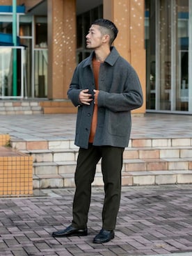 「アイテム（ピーコート）」を使った、maatttssuさん（メンズ・173cm）の冬コーディネート