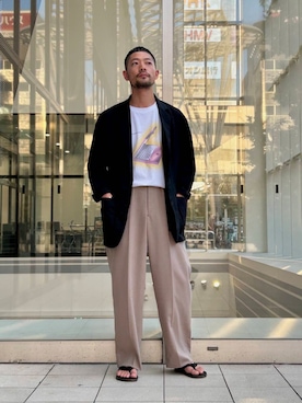 「スラックス」｜「アイテム（その他アウター）」を使った、maatttssuさん（メンズ・173cm）の夏コーディネート