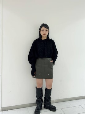 「KBF（ケイビーエフ）のカバーデザインロングブーツ（ブーツ）」を使った、たろさん（レディース・157cm）の秋コーディネート