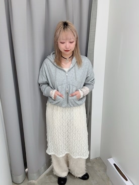 「KBF（ケイビーエフ）のレースロングワンピース（ワンピース、ホワイト系）」を使った、たろさん（レディース・157cm）の春コーディネート