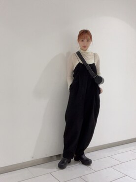 「ほめられ本命コーデ」｜「アイテム（オールインワン・サロペット）」を使った、たろ🐶さん（レディース・157cm）の冬コーディネート