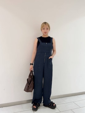 「KBF（ケイビーエフ）のアイテム（オールインワン・サロペット）」を使った、たろ🐶さん（レディース・157cm）の夏コーディネート