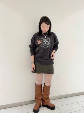 「KBF（ケイビーエフ）のカバーデザインロングブーツ（ブーツ）」を使った、たろさん（レディース・157cm）の秋コーディネート