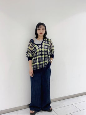 「アイテム（サロペット/オーバーオール、ブルー系）」を使った、たろさん（レディース・157cm）の夏コーディネート
