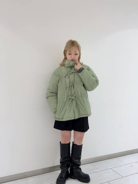 「KBF（ケイビーエフ）のカバーデザインロングブーツ（ブーツ）」を使った、たろさん（レディース・157cm）の冬コーディネート