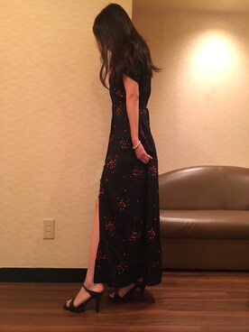 「小花柄ワンピース」｜「アイテム（サンダル）」を使った、maachaさん（レディース・158cm）の夏コーディネート