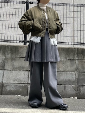 「アイテム（MA-1）」を使った、W:Hukuさん（レディース・155cm）の秋コーディネート