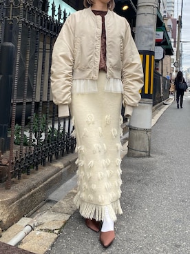 「アイテム（MA-1）」を使った、W:Hukuさん（レディース・159cm）の秋コーディネート